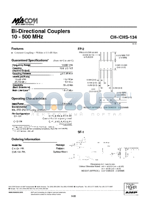CHS-134 datasheet - Bi-Directional Couplers 10 - 500 MHz