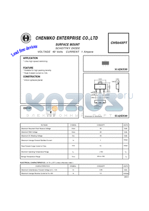 CHS04XPT datasheet - SCHOTTKY DIODE