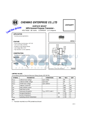 CHT05PT datasheet - NPN General Purpose Transistor