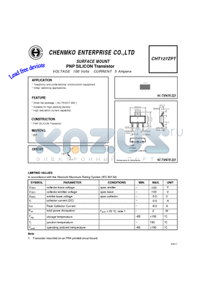 CHT127ZPT datasheet - PNP SILICON Transistor