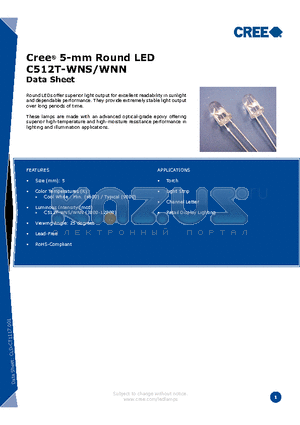 C512T-WNN datasheet - 5-mm Round LED