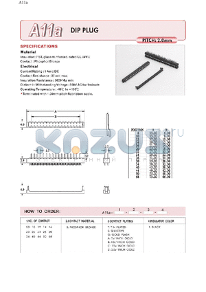 A11A12BS1 datasheet - DIP PLUG PICH 2.0mm