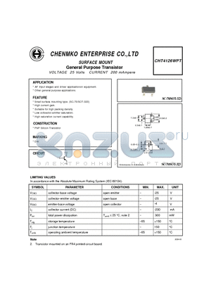 CHT4126WPT datasheet - General Purpose Transistor