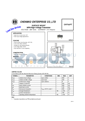 CHT42PT datasheet - NPN High Voltage Transistor