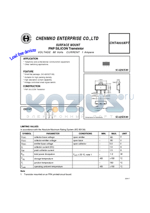 CHT4033XPT datasheet - PNP SILICON Transistor