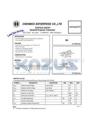 CHT4403TPT datasheet - General Purpose Transistor