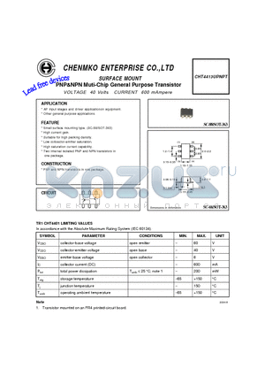 CHT4413UPNPT datasheet - PNP&NPN Muti-Chip General Purpose Transistor