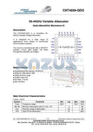 CHT4699-QDG datasheet - 36-44GHz Variable Attenuator