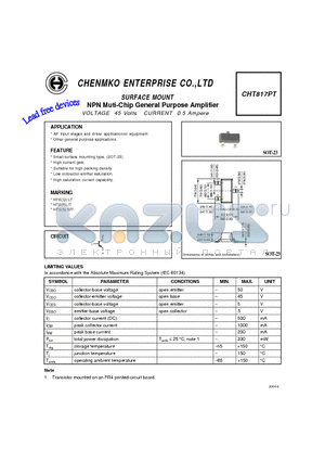 CHT817PT datasheet - NPN Muti-Chip General Purpose Amplifier