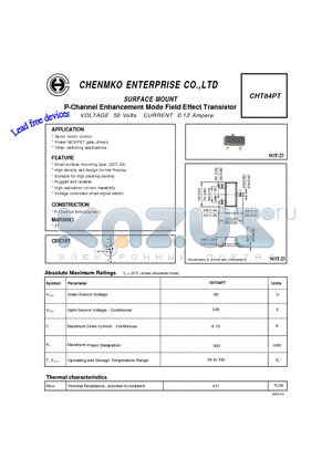 CHT84PT datasheet - P-Channel Enhancement Mode Field Effect Transistor