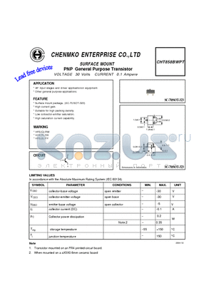 CHT858BWPT datasheet - PNP General Purpose Transistor