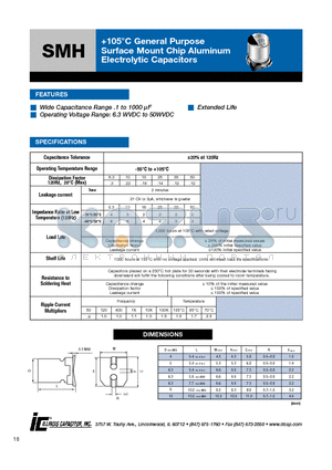 108SMH6R3M datasheet - 105`C General Purpose Surface Mount Chip Aluminum Electrolytic Capacitors