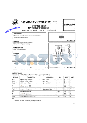 CHTA27ZPT datasheet - NPN SILICON Transistor