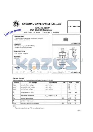 CHTA64ZPT datasheet - PNP SILICON Transistor