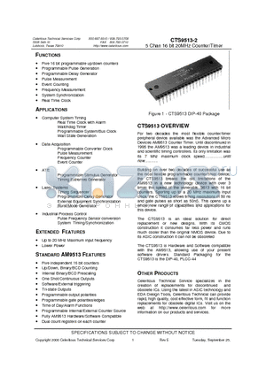 CTS9513 datasheet - 5 Chan 16 bit 20MHz Counter/Timer