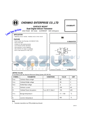 CHUMA4PT datasheet - Dual Digital Silicon Transistor