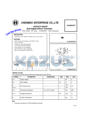 CHUMA5PT datasheet - Dual Digital Silicon Transistor