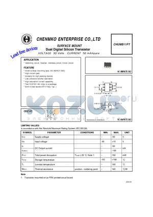 CHUMB11PT datasheet - Dual Digital Silicon Transistor