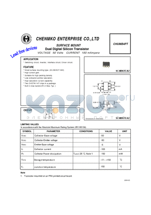 CHUMB4PT datasheet - Dual Digital Silicon Transistor