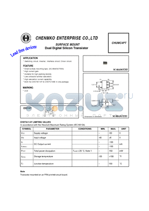 CHUMC4PT datasheet - Dual Digital Silicon Transistor