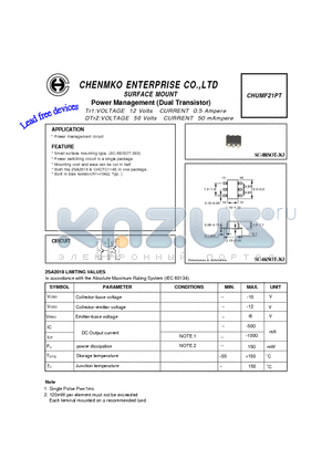 CHUMF21PT datasheet - Power Management (Dual Transistor)