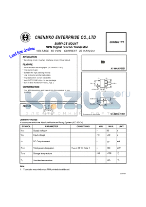 CHUMG1PT datasheet - NPN Digital Silicon Transistor