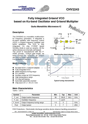CHV2243-99F/00 datasheet - Fully Integrated Q-band VCO based on Ku-band Oscillator and Q-band Multiplier
