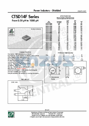 CTSD14F-101M datasheet - Power Inductors - Shielded