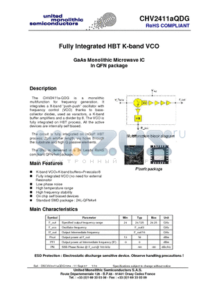 CHV2411A datasheet - Fully Integrated HBT K-band VCO