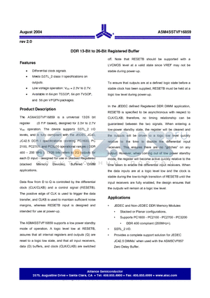 ASM4SSTVF16859-64TT datasheet - DDR 13-Bit to 26-Bit Registered Buffer