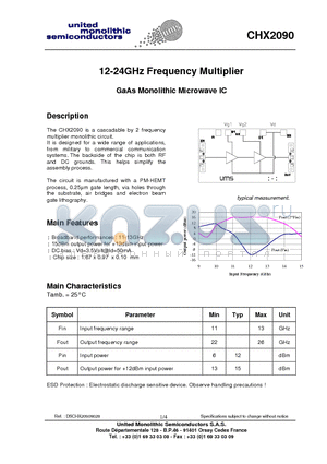 CHX2090 datasheet - 12-24GHz Frequency Multiplier