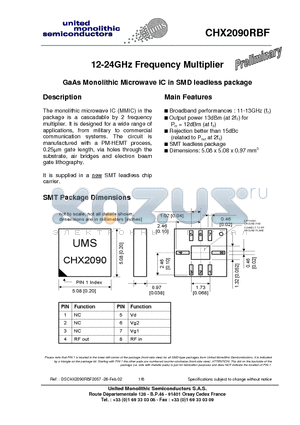 CHX2090RBF datasheet - 12-24GHz Frequency Multiplier