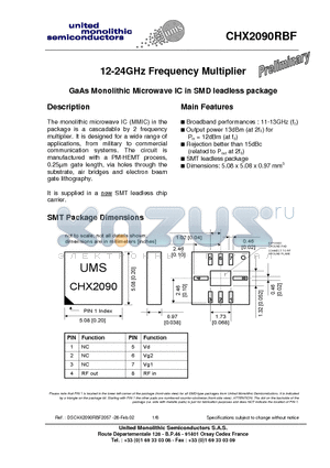 CHX2090RBF/24 datasheet - 12-24GHz Frequency Multiplier