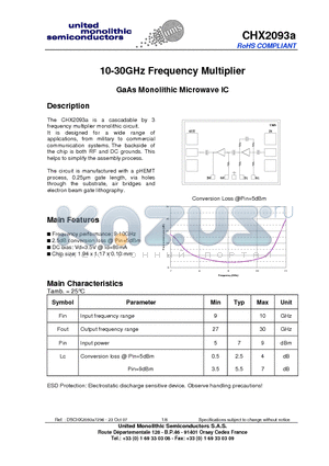 CHX2093A_07 datasheet - 10-30GHz Frequency Multiplier