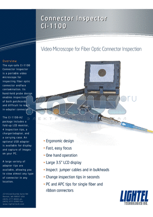 CI-1100-A2 datasheet - Video Microscope for Fiber Optic Connector Inspection