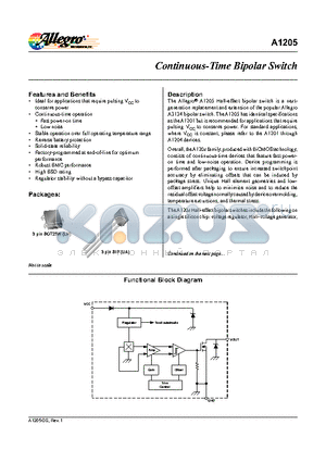 A1205ELHLT-T datasheet - Continuous-Time Bipolar Switch