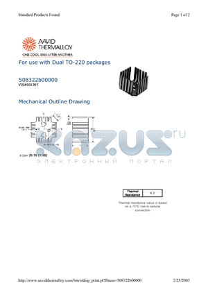 508322B00000 datasheet - For use with Dual TO-220 packages