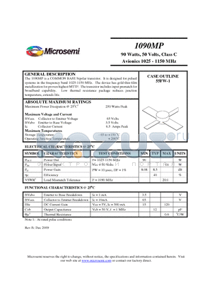 1090MP datasheet - 90 Watts, 50 Volts, Class C Avionics 1025 - 1150 MHz