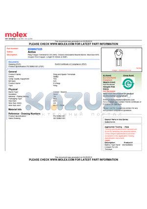 50862-7225 datasheet - Ring Tongue Terminal for 2/0 AWG, Closed Uninsulated Brazed Barrel, Stud Size M10 Oxygen-Free Copper, Length 51.00mm (2.008