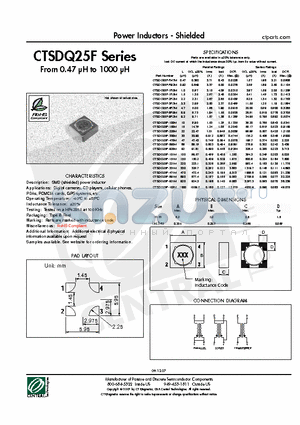 CTSDQ25F-100M datasheet - Power Inductors - Shielded