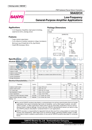 50A02CH datasheet - Low-Frequency General-Purpose Amplifier Applications