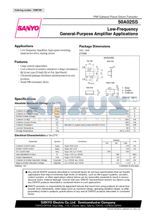 50A02SS datasheet - Low-Frequency General-Purpose Amplifier Applications