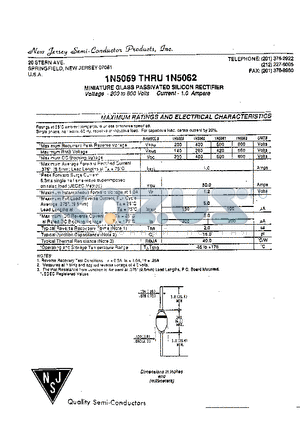 1N5059 datasheet - MINIATURE GLASS PASSIVATED SILICON RICTIFIER