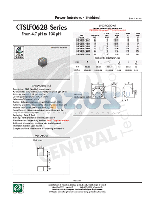 CTSLF0628T-101M datasheet - Power Inductors - Shielded