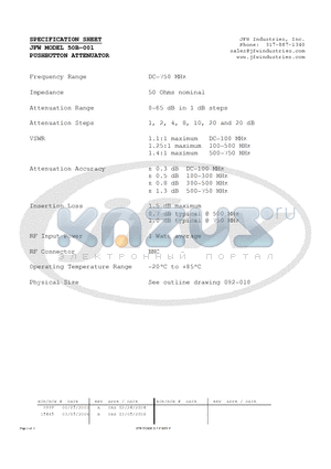 50B-001 datasheet - PUSHBUTTON ATTENUATOR