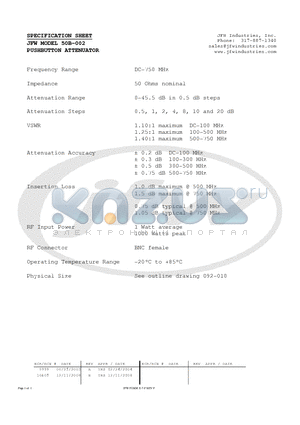 50B-002 datasheet - PUSHBUTTON ATTENUATOR