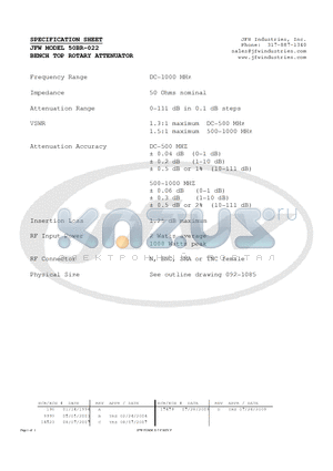 50BR-022 datasheet - BENCH TOP ROTARY ATTENUATOR