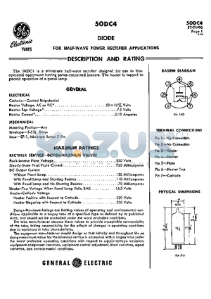 50DC4 datasheet - DIODE FOR HALF-WAVE POWER RECTIFIER APPLICATIONS