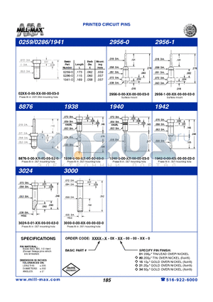 1940-0-00-XX-00-00-03-0 datasheet - PRINTED CIRCUIT PINS