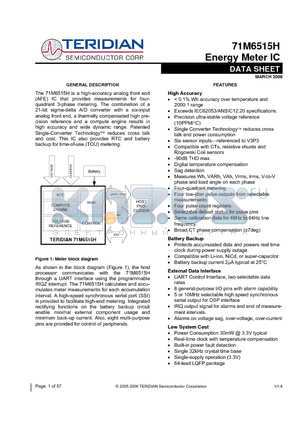 71M6515H-IGT/F datasheet - Energy Meter IC